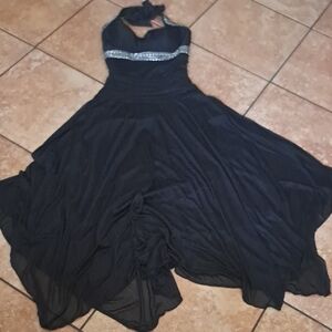 Trixxi Black Halter-Back Evening Dress with Rhinestone Band